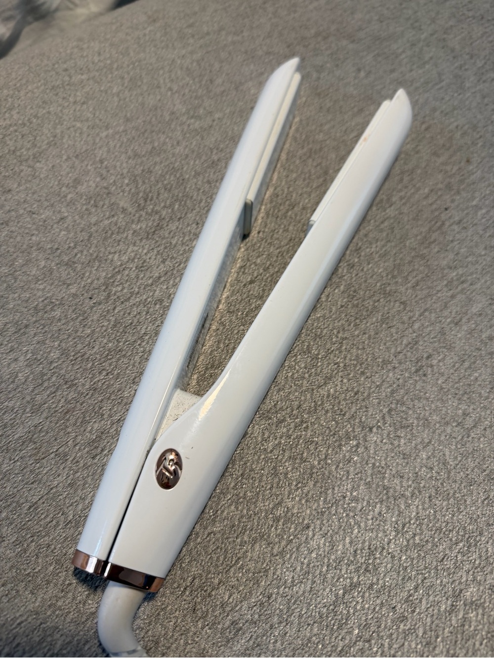 T3 White Hair Straightener with Rose Gold Accents
